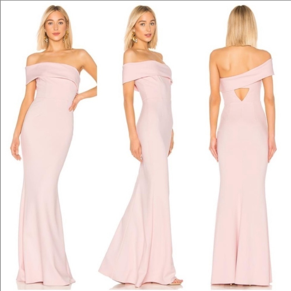Katie May Titan One Shoulder Cutout Crepe Gown